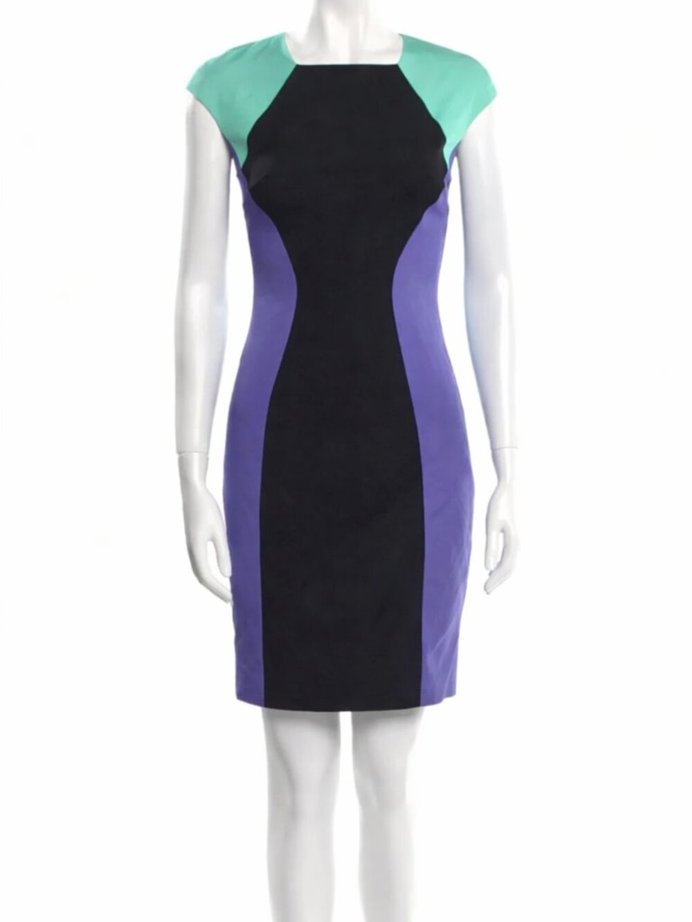 Versace Collection Black Purple Mint Green Colorblock Bodycon Dress IT 40 US 4